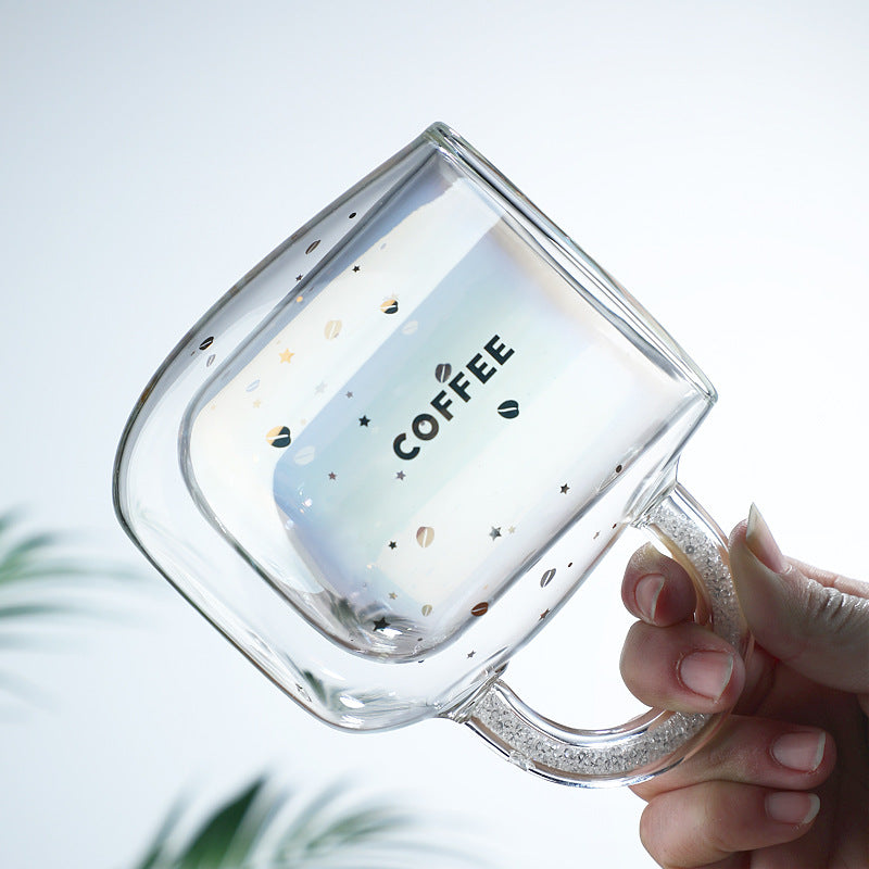 Trelvani Iridescent Diamond-Pattern Double-Wall Glass Cup - additional product view 2