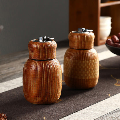 Trelvani Bamboo-Wrapped Stainless Steel Insulated Thermos - additional product view 3
