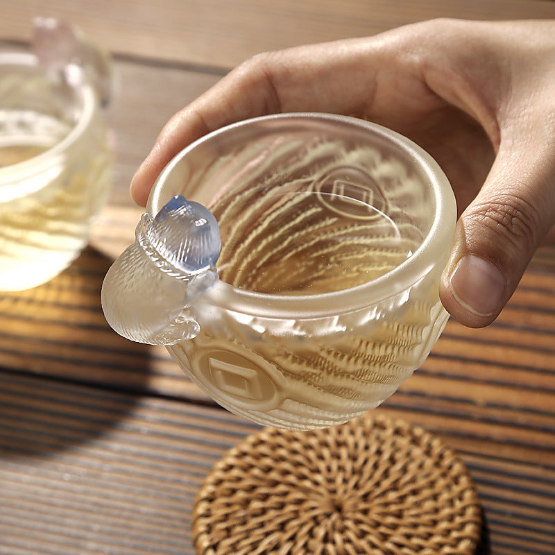 Trelvani Lucky Cat Heat-Resistant Glass Tea Cup - Yellow