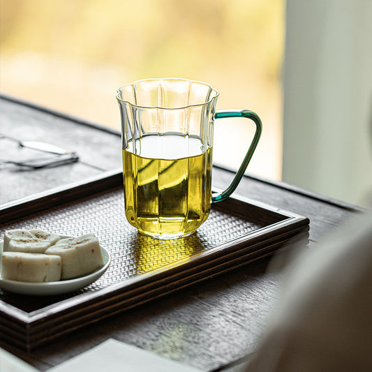 Trelvani Thick-Wall Clear Glass Tea Mug with Handle - product view