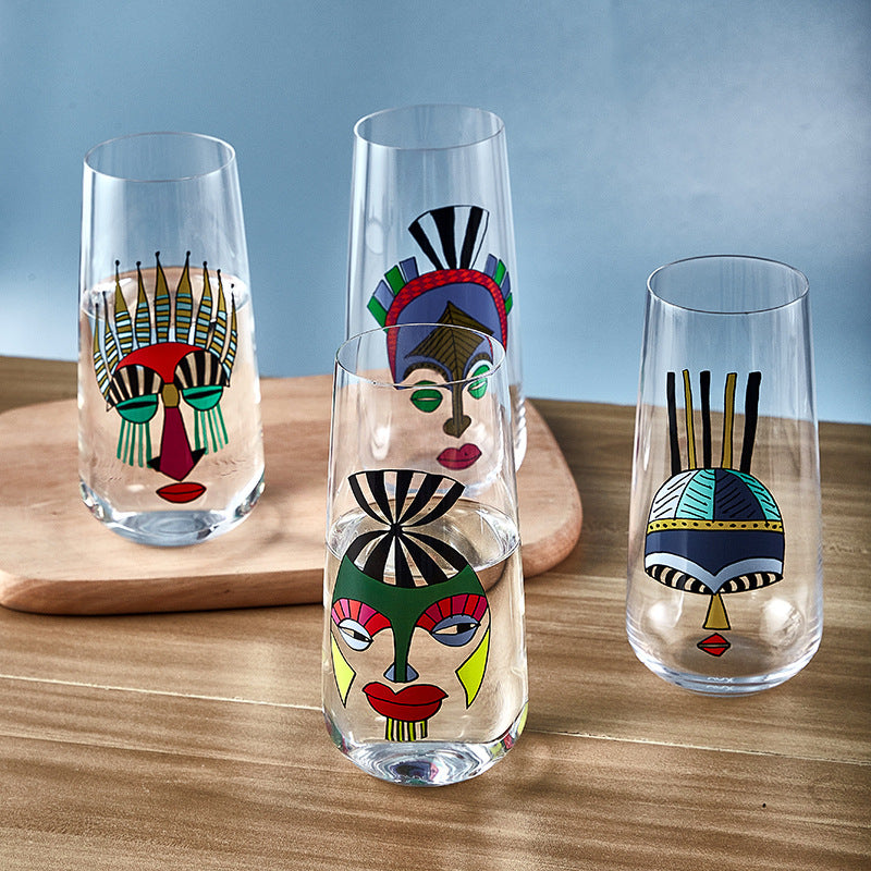 Trelvani Diamond-Shape Face-Design Decorative Glass Tumbler - additional product view 2