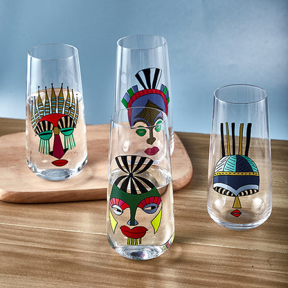 Trelvani Diamond-Shape Face-Design Decorative Glass Tumbler - additional product view 2