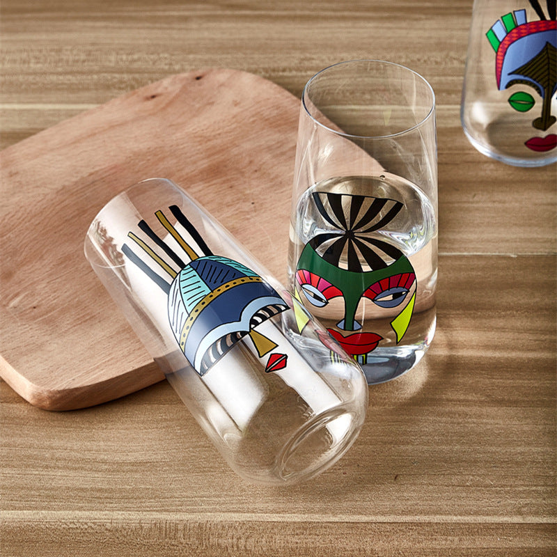 Trelvani Diamond-Shape Face-Design Decorative Glass Tumbler - additional product view 3